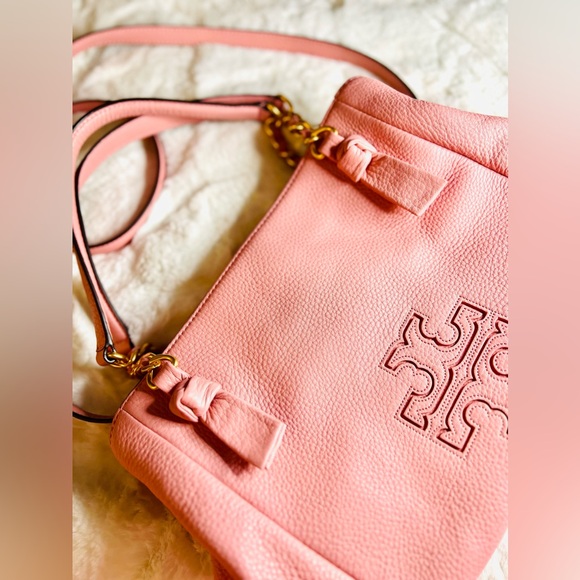 NWT Tory Burch Harper M Size Leather Satchel Bag in Pink w/ Gold Tone Hardware - Picture 6 of 11
